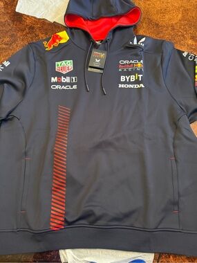 Red Bull Racing Mens Navy and Red Hoodie